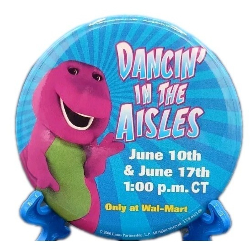 Barney Dancin' In The Aisles Dvd Promo Movie Badge Button Pin Pinback